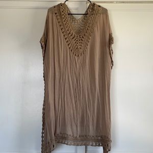 Taupe crochet beach coverup